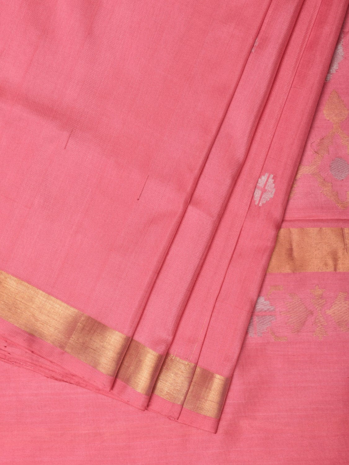 Baby Pink Uppada Silk Handloom Saree with Mango Pallu Design - Global Threads | Grocsy
