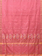 Baby Pink Uppada Silk Handloom Saree with Mango Pallu Design - Global Threads | Grocsy