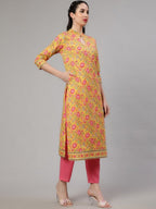 Aks Floral Printed Regular Pure Cotton Kurta With Trousers | Grocsy