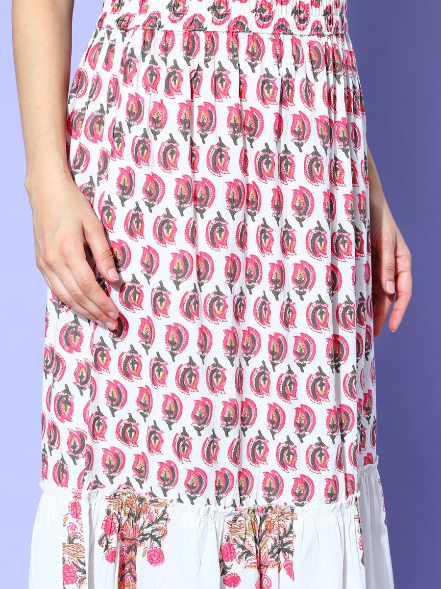 All About You Women White Floral Printed Regular Gotta Patti Pure Cotton Kurta with Skirt & With Dupatta | Grocsy