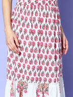All About You Women White Floral Printed Regular Gotta Patti Pure Cotton Kurta with Skirt & With Dupatta | Grocsy