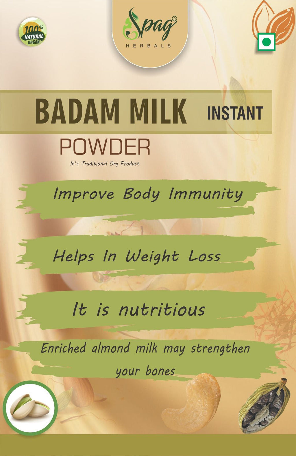 Spag Herbals Premium Instant Badam Milk Powder | Grocsy