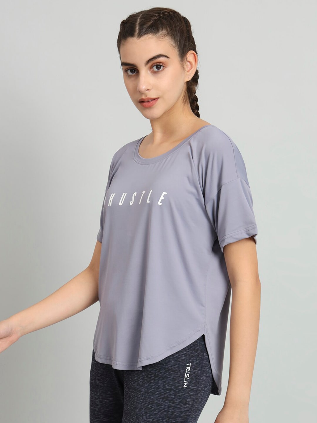 MKH Typography Printed Drop Shoulder Sleeves Dri-Fit Relaxed Fit T-shirt | Grocsy