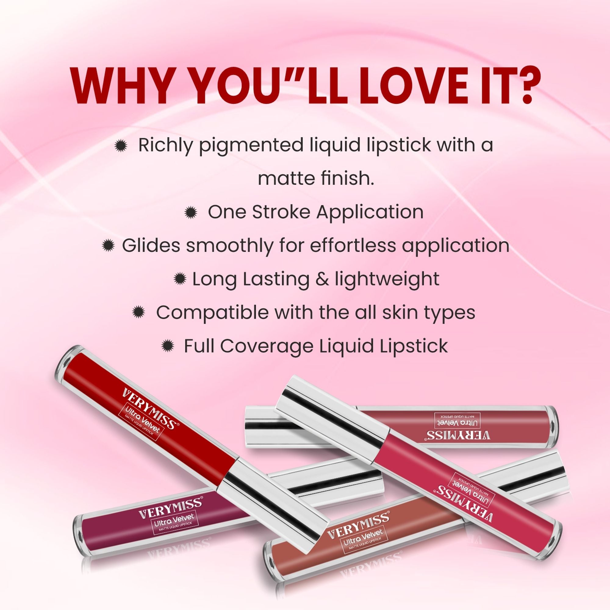 VERYMISS Ultra Velvet Matte Liquid Lipstick - 211 Cerise Pink | Grocsy