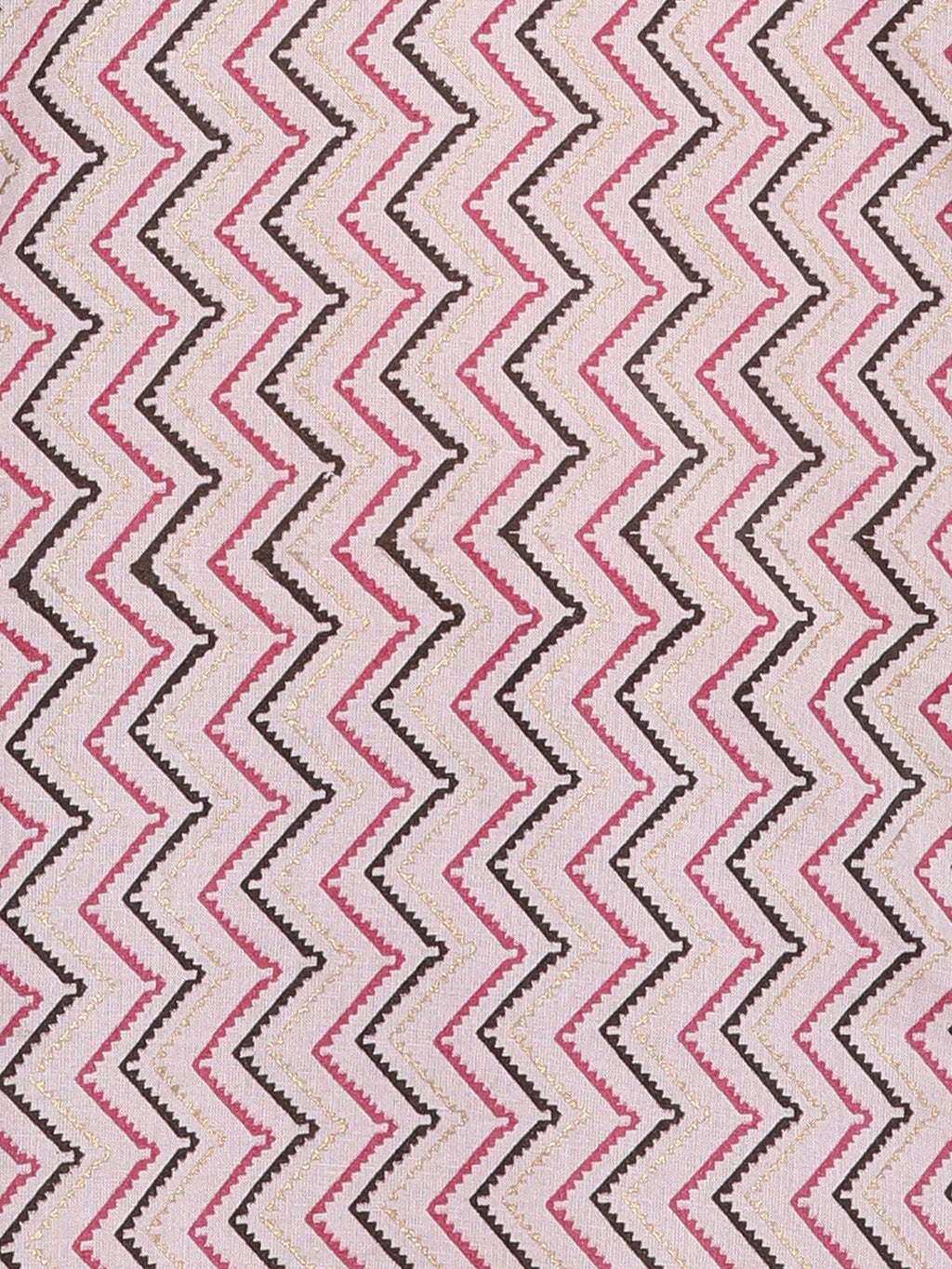 HERE&NOW Pink & Brown Chevron Printed Sequined Pure Cotton Kurta | Grocsy