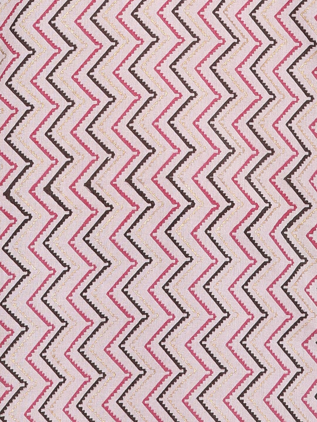 HERE&NOW Pink & Brown Chevron Printed Sequined Pure Cotton Kurta | Grocsy
