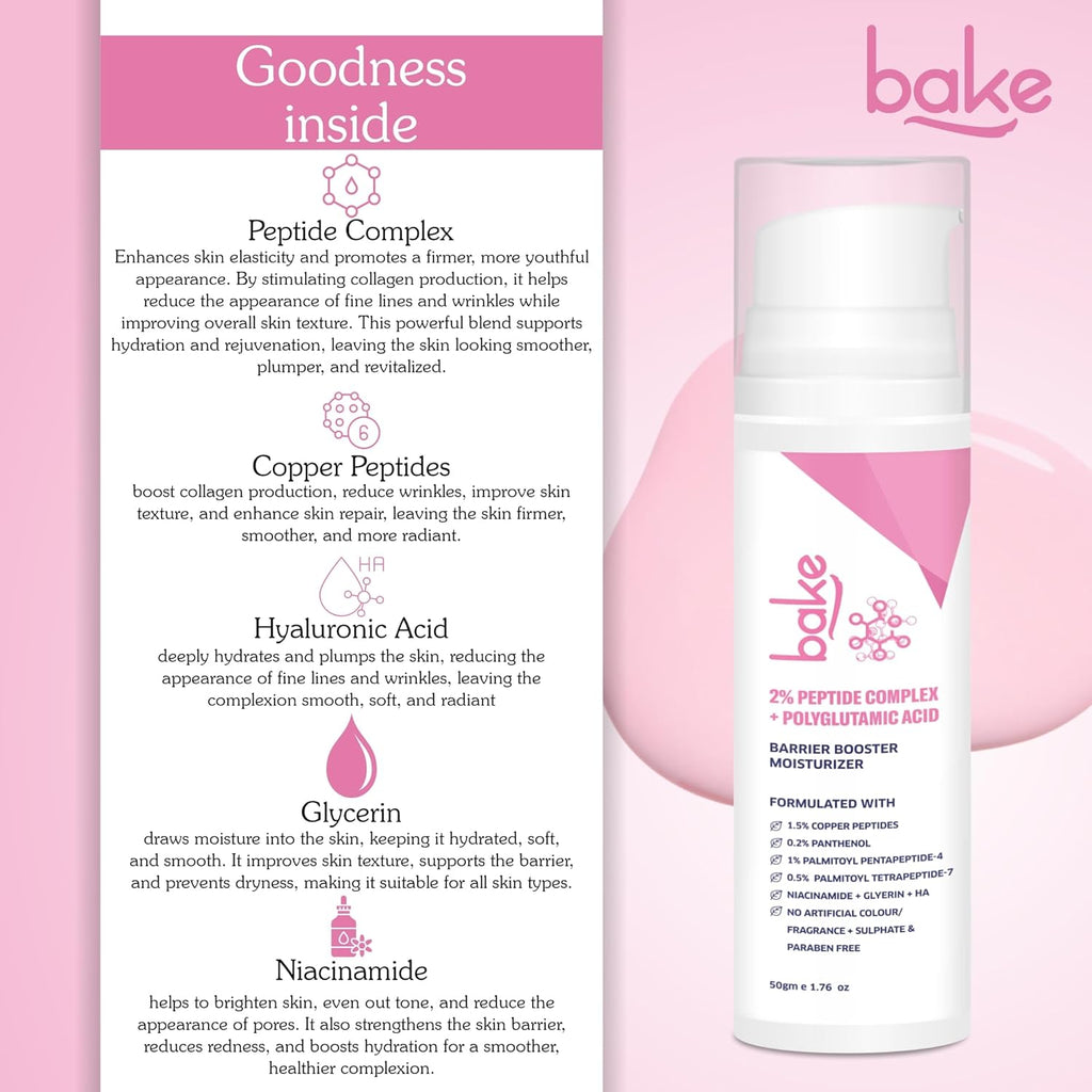 Bake Super Glow+ Glazed Peptide Barrier Repair Moisturizer | Grocsy