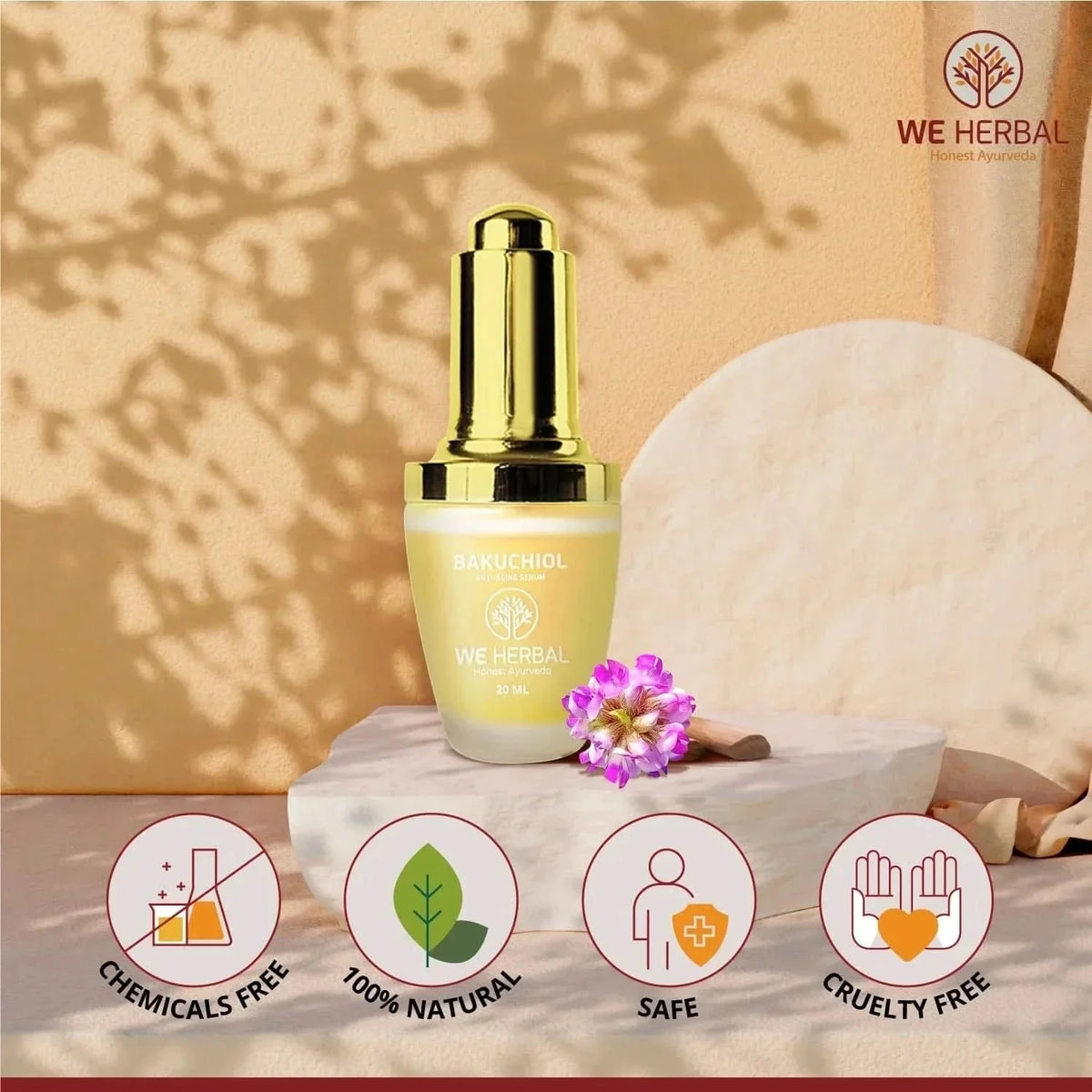 We Herbal Bakuchiol Serum: Gentle, Ayurvedic Anti-Aging Potion | Grocsy