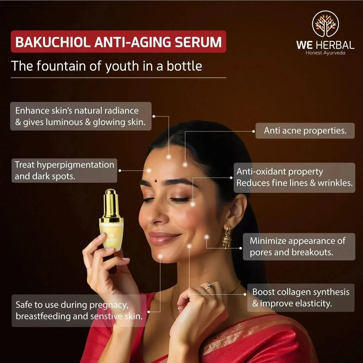 We Herbal Bakuchiol Serum: Gentle, Ayurvedic Anti-Aging Potion | Grocsy