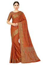 Mimosa Women's Rust Orange Patola Art Silk Saree | Grocsy