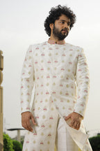 Irenic White Designer Sherwani by Hilo Design | Grocsy