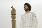 Irenic White Designer Sherwani by Hilo Design | Grocsy