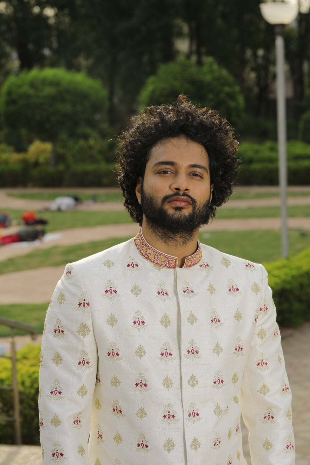 Irenic White Designer Sherwani by Hilo Design | Grocsy