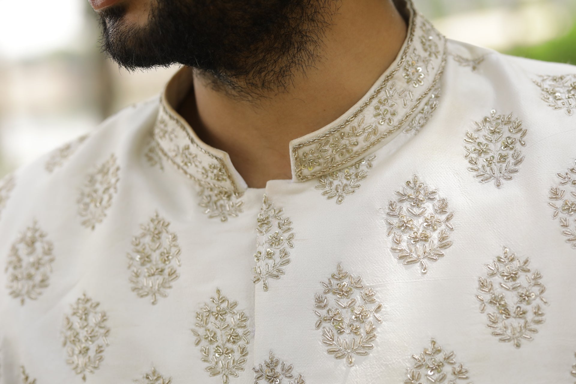 Iysian-Silver Designer Sherwani by Hilo Design | Grocsy