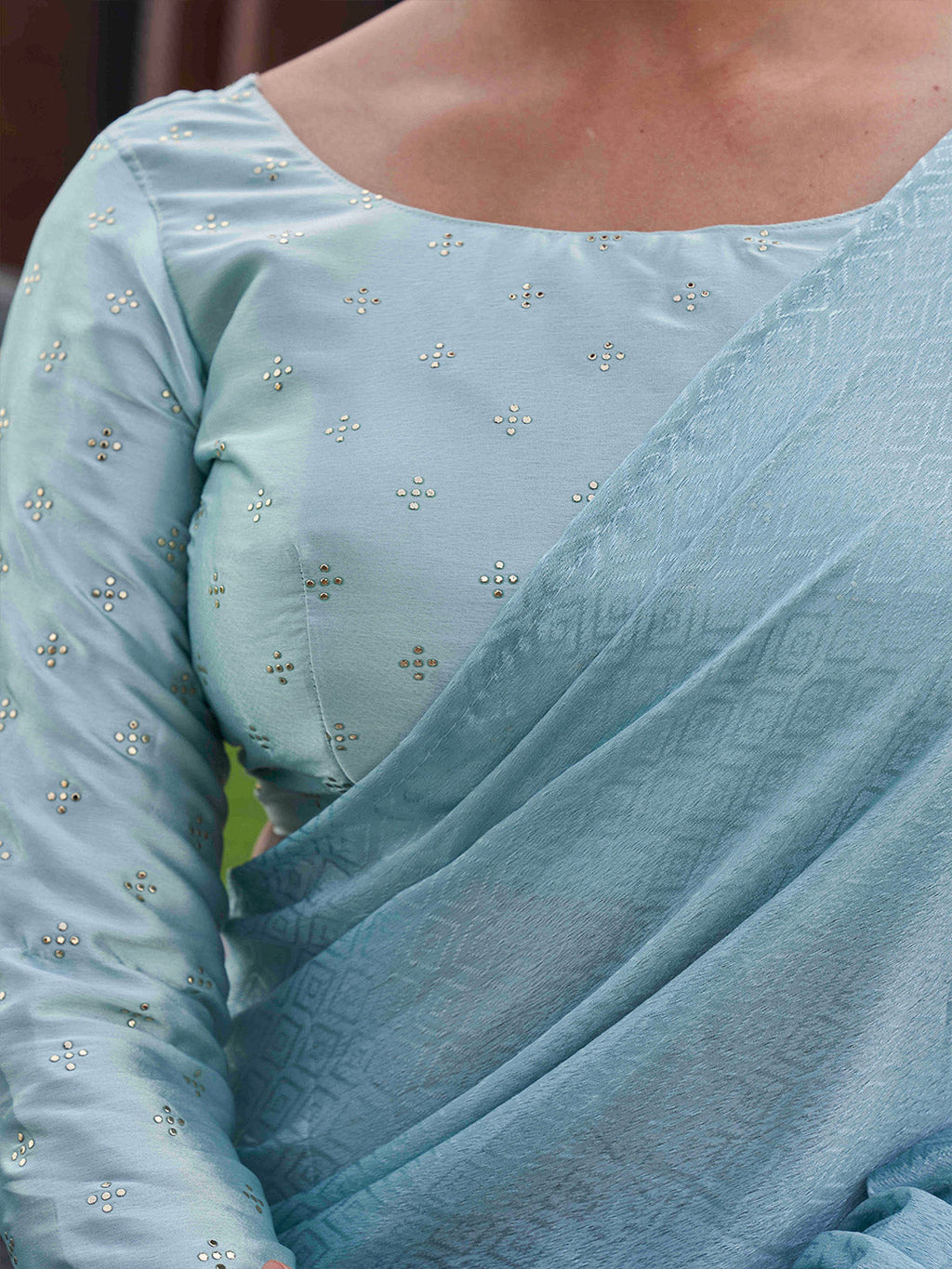Tikhi Imli Geometric Printed Saree With Tassels | Grocsy