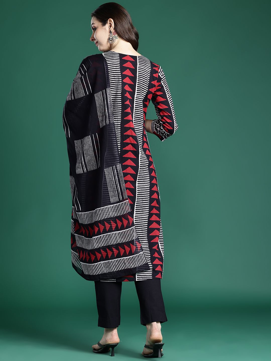 Indo Era Printed Regular Thread Work Pure Cotton Kurta with Trousers & With Dupatta | Grocsy