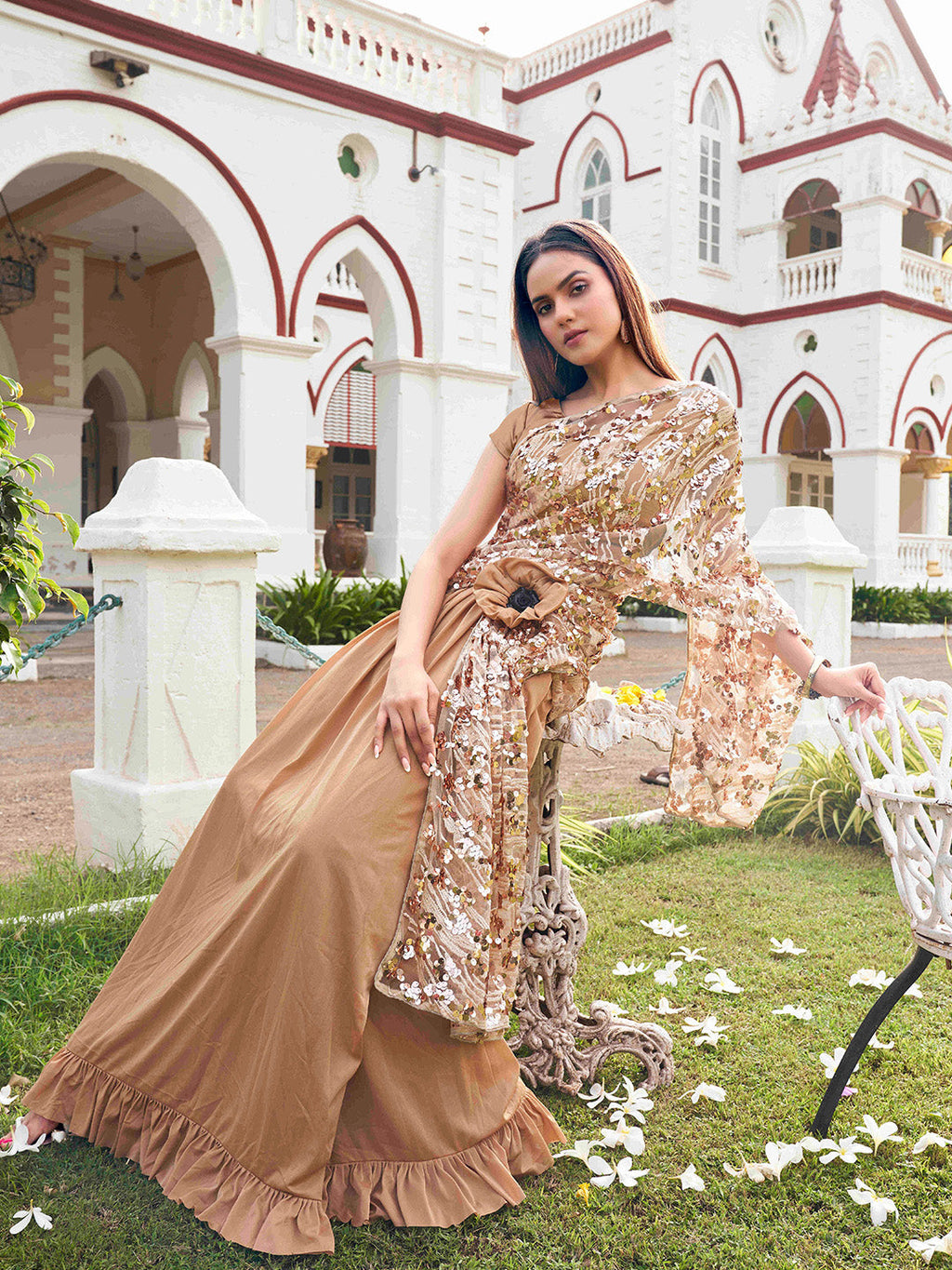 Tikhi Imli Embroidered Sequinned Ready to Wear Saree | Grocsy