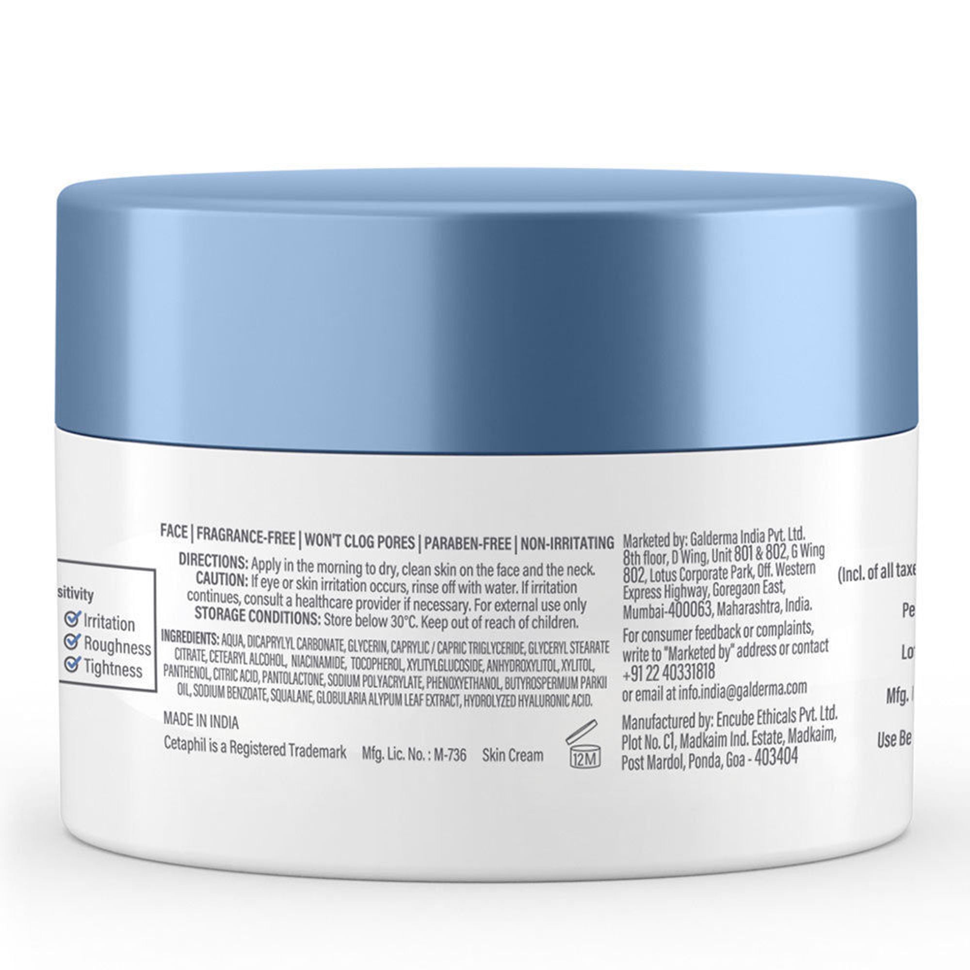 Cetaphil Optimal Hydration Daily Cream, Lightweight, Skin Barrier Protection with Hyaluronic Acid | Grocsy