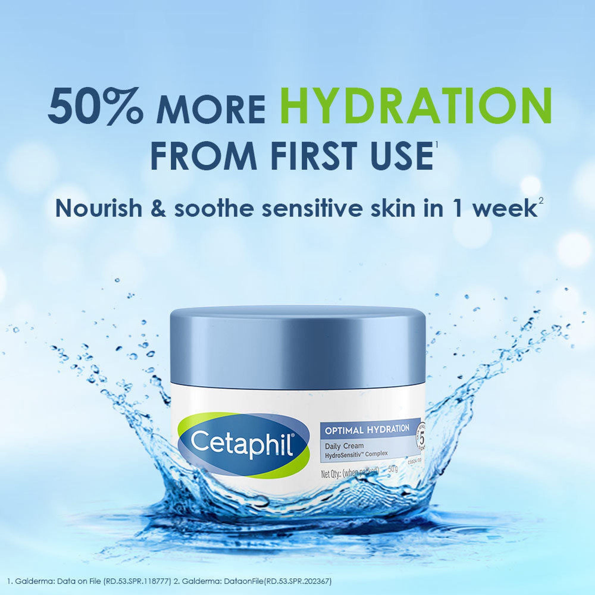 Cetaphil Optimal Hydration Daily Cream, Lightweight, Skin Barrier Protection with Hyaluronic Acid | Grocsy