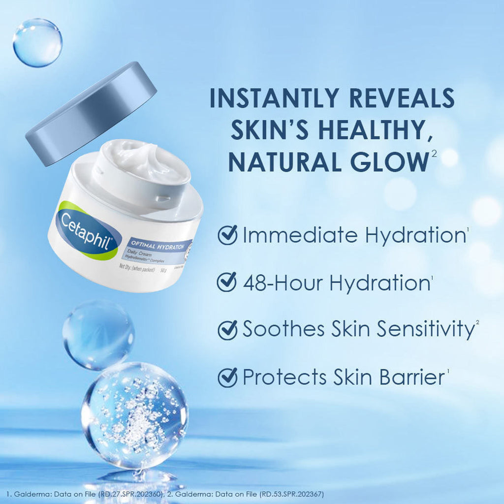 Cetaphil Optimal Hydration Daily Cream, Lightweight, Skin Barrier Protection with Hyaluronic Acid | Grocsy