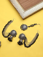 Cardinal Black Oxidised Maang Tikka Set | Grocsy