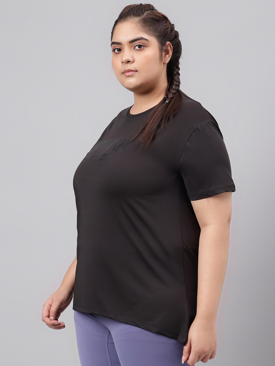 MKH Plus Size Typography Printed Drop Shoulder Sleeves Relaxed Fit Dri-FIT Sports T-Shirt | Grocsy