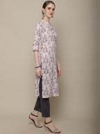 Sangria Women Pink & Grey Floral Printed Kurta | Grocsy