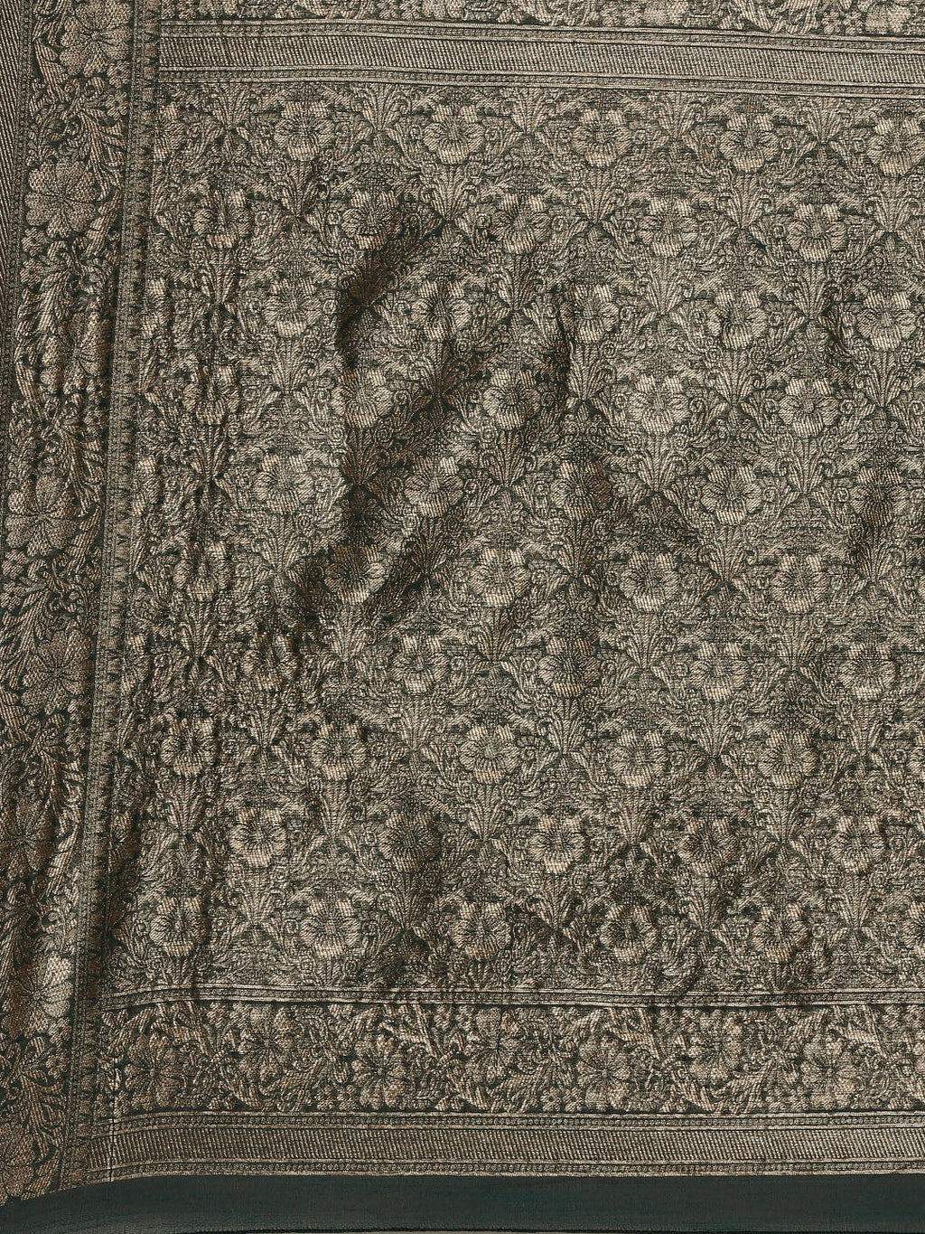 Saree Mall Green Floral Linen Blend Banarasi Saree | Grocsy