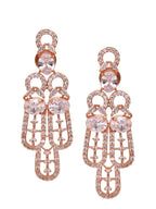 Saraf RS Jewellery Rose Gold-Polished White AD Studded Jewellery Set With Maang Tika | Grocsy
