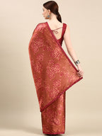 kasee Floral Print Satin Saree | Grocsy