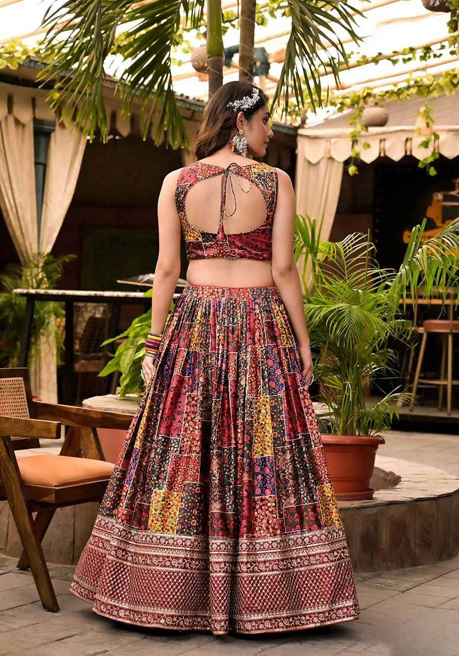 Women's Wedding Traditional Multi Dull Satin Lehenga Choli - Kaushlya | Grocsy