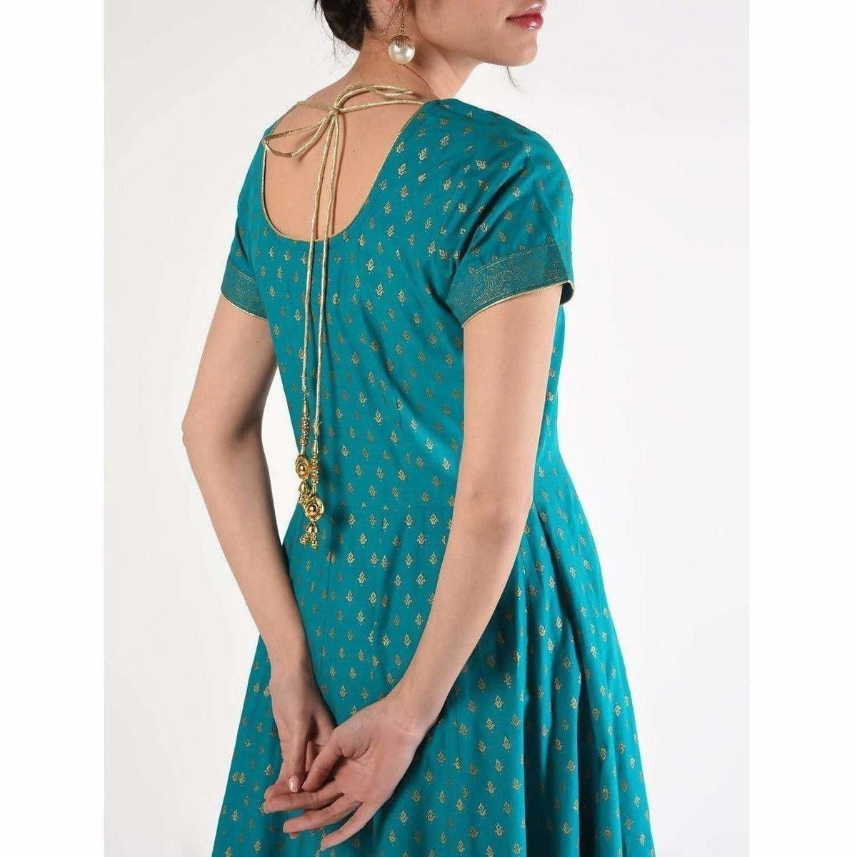 Cheera Women's Hand Block Print Ghagra Style Anarkali Kurta (CH039K) | Grocsy