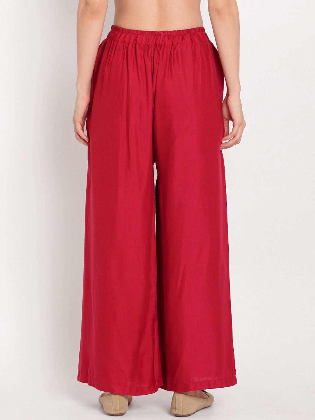 TAG 7 Women Pack of 2 Maroon & Beige Solid Wide-Leg Palazzos | Grocsy