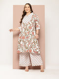 Sztori Plus Size Floral Printed Regular Gotta Patti Kurta with Palazzos | Grocsy
