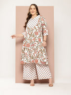 Sztori Plus Size Floral Printed Regular Gotta Patti Kurta with Palazzos | Grocsy