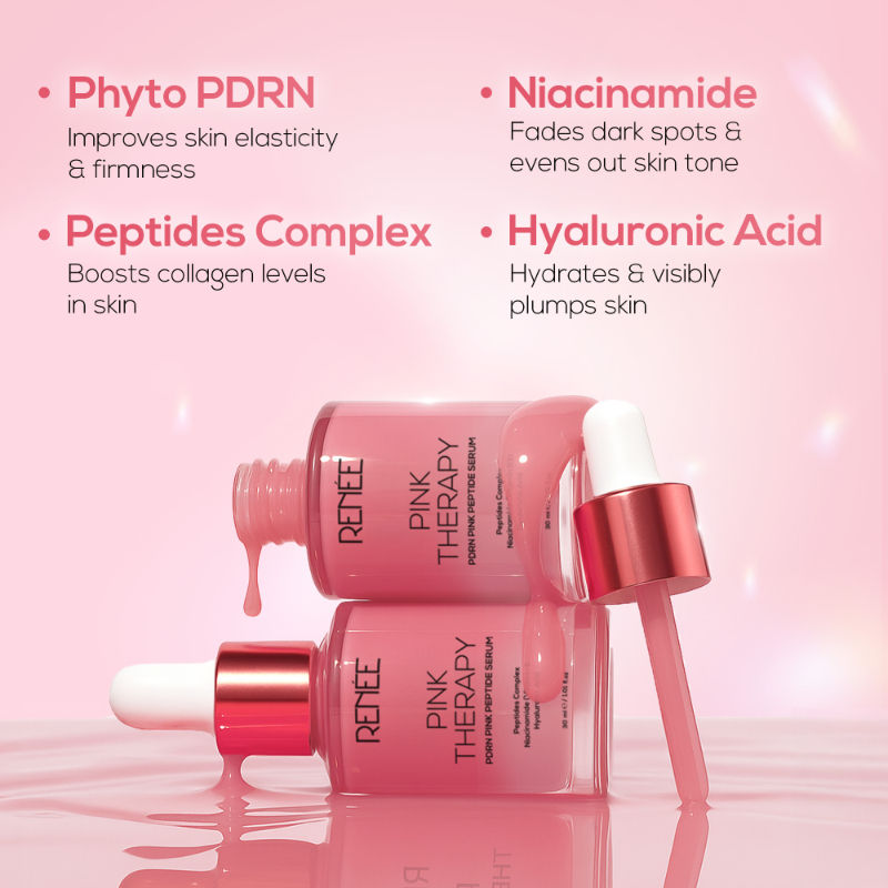 Renee Cosmetics Pink Therapy PDRN Pink Peptide Serum For Radiant Skin, Hydrating, Hyaluronic Acid Infused | Grocsy
