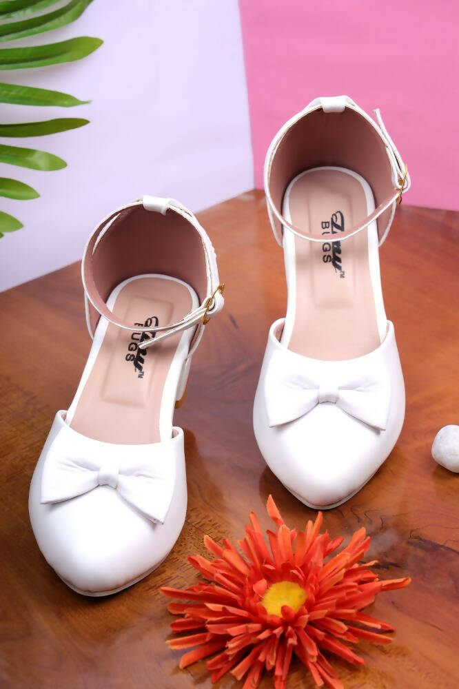 Tiny Bugs Girls Bow Embellished Ballerinas - White | Grocsy