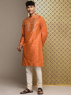 House of Pataudi Jashn Ethnic Motifs Yoke Design Sequinned Kurta | Grocsy