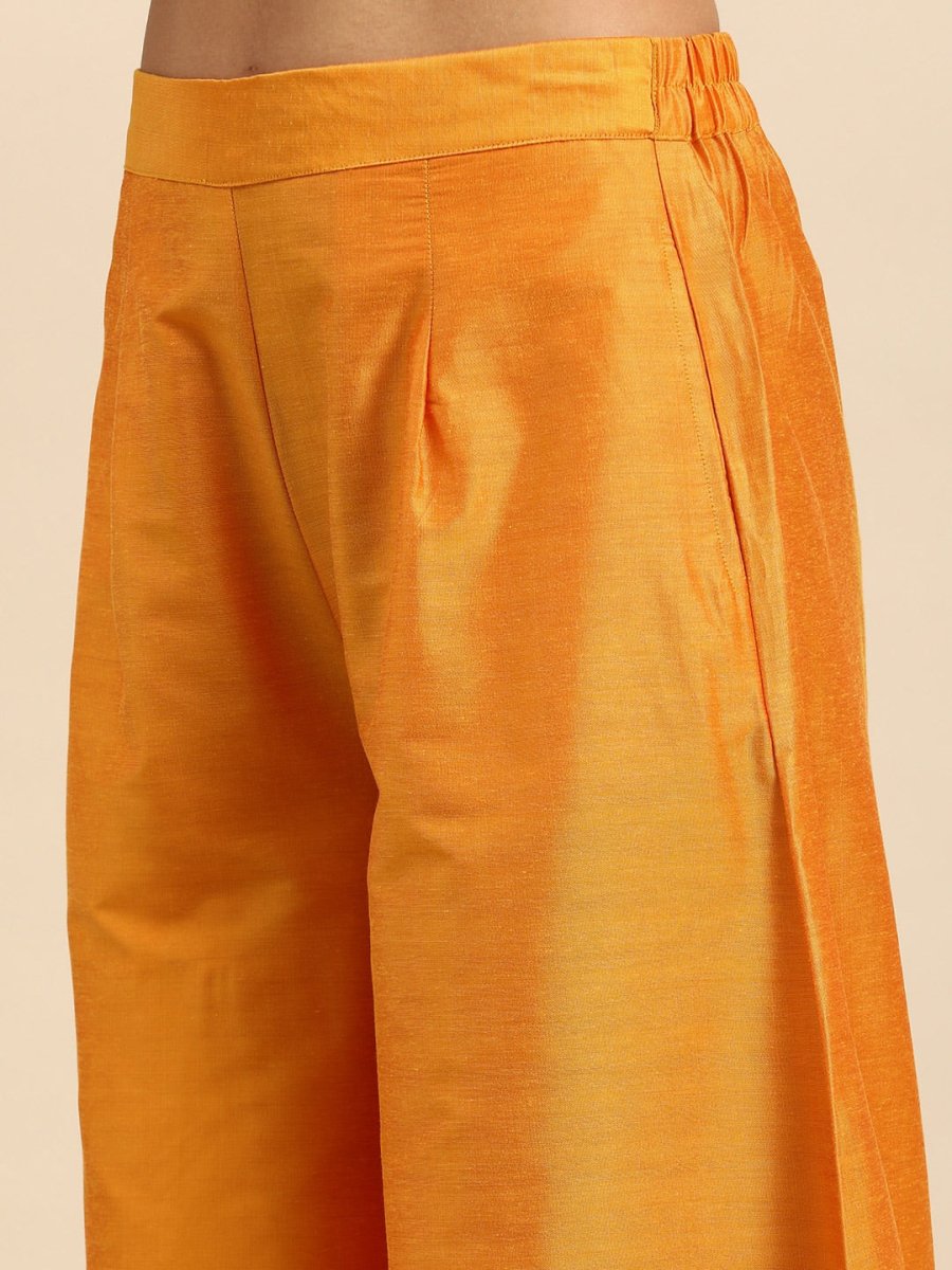 All About You Women Mustard Yellow Ethnic Motifs Embroidered Gotta Patti Kurta with Palazzos & With Dupatta | Grocsy