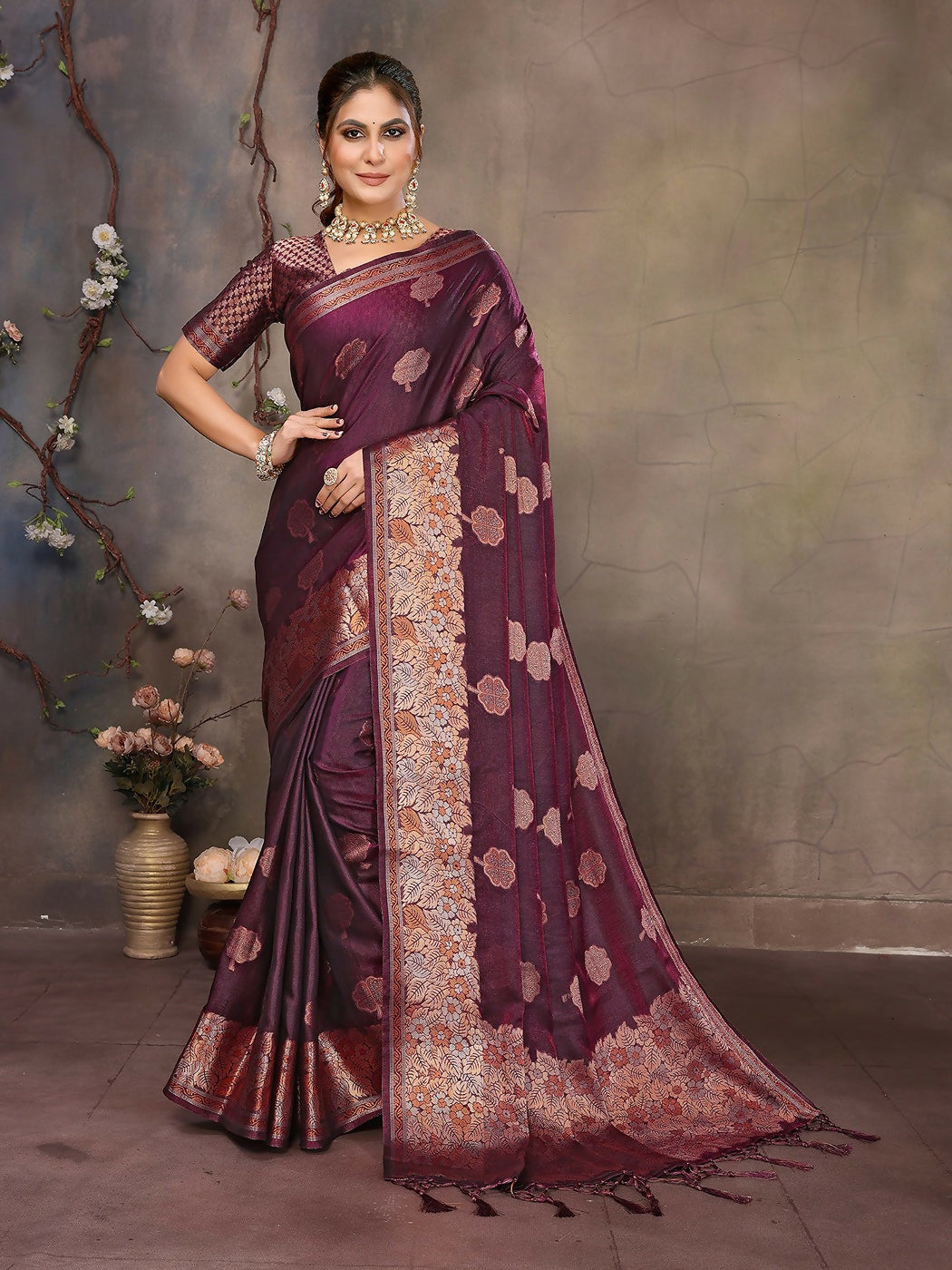 Joban Fashion Magenta Pink Woven Jacquard Banarasi Silk Sarees | Grocsy