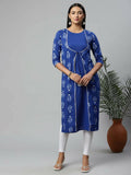 Ahalyaa Womens Beautiful Royal Blue Pure Cotton Printed Kurtas | Grocsy
