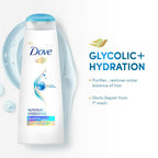 Dove Glycolic + Hydration Shampoo With 5% Hydra-Glycol For Upto 100 Hours Of Hydrated, Fluid Hair | Grocsy