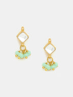 Ruby Raang Diamond Pearl Dangling Earrings | Grocsy