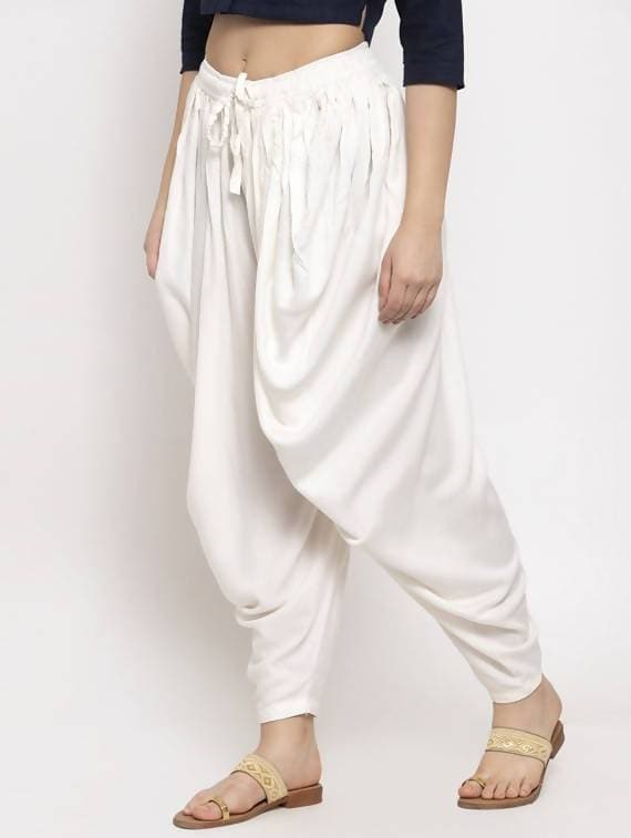 Cheera Women’s White Dhoti Pant CH07D | Grocsy