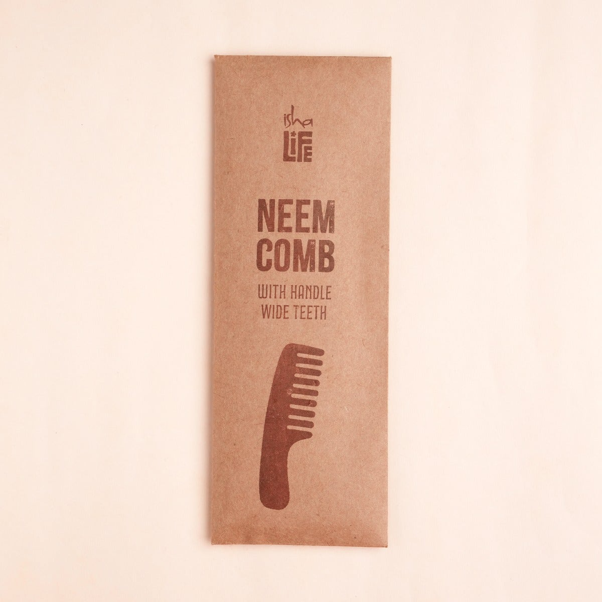 Isha Life Handmade Neem Wood Comb With Handle (Wider Teeth) | Grocsy