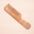 Isha Life Handmade Neem Wood Comb With Handle (Wider Teeth) | Grocsy