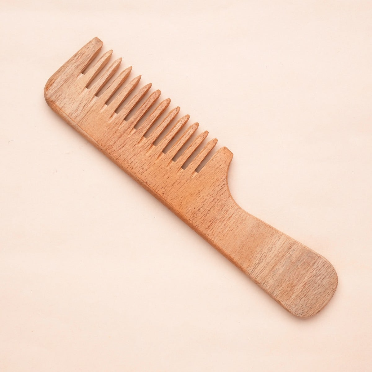 Isha Life Handmade Neem Wood Comb With Handle (Wider Teeth) | Grocsy