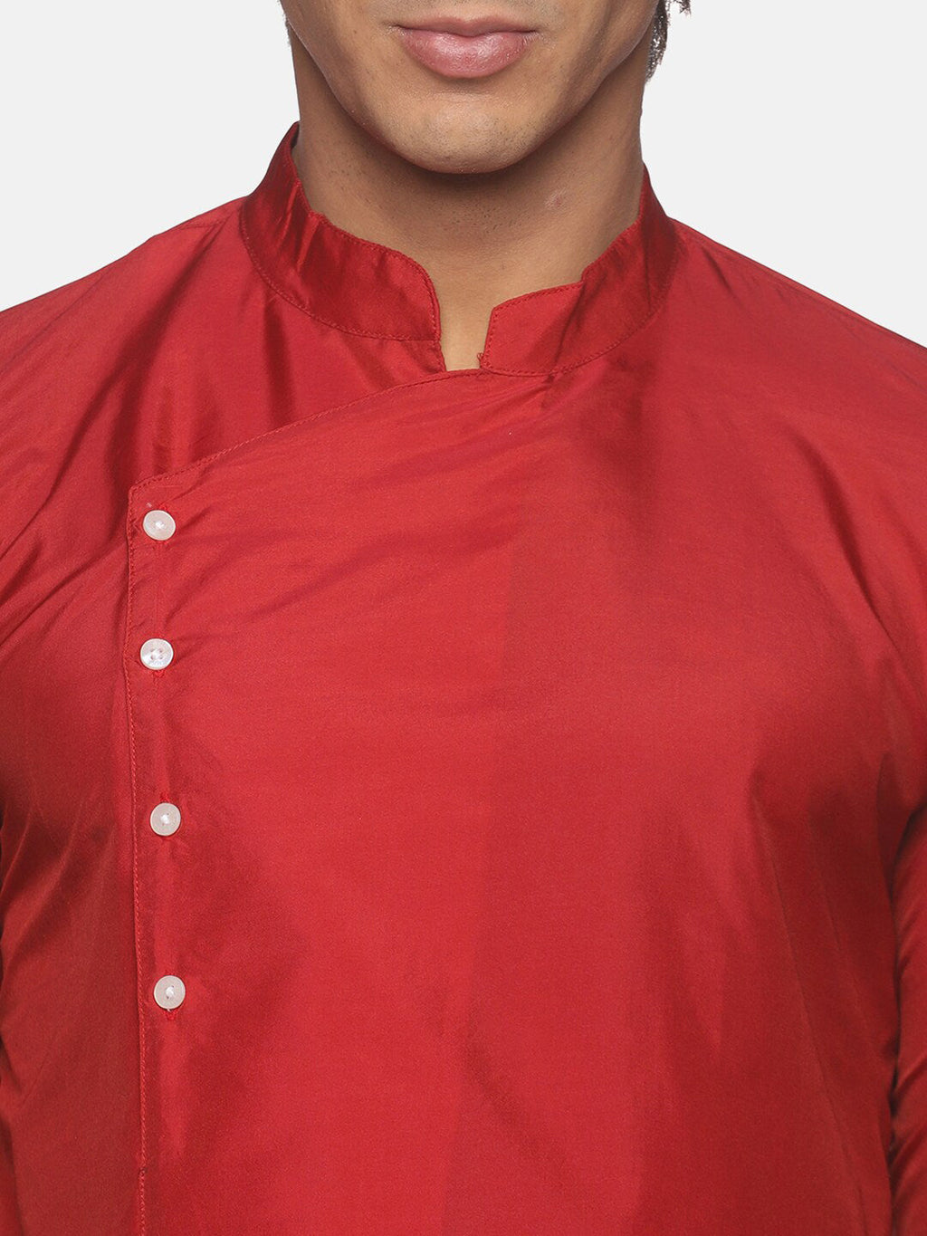Sethukrishna Men Maroon Angrakha Kurta with Pyjamas | Grocsy