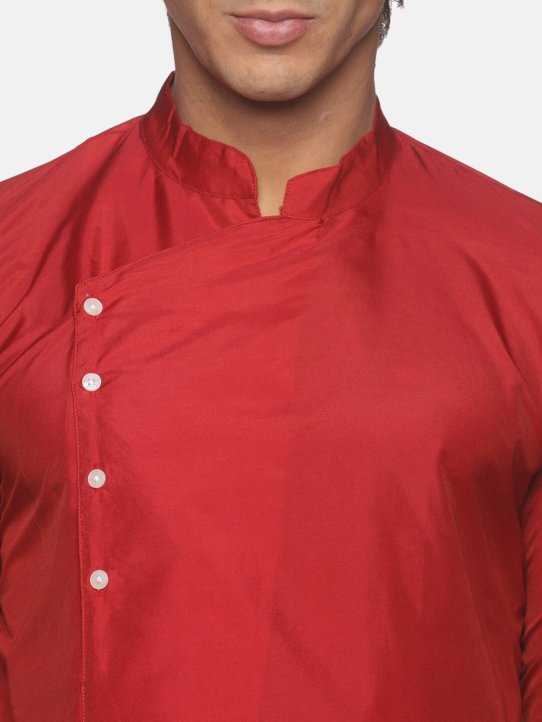 Sethukrishna Men Maroon Angrakha Kurta with Pyjamas | Grocsy