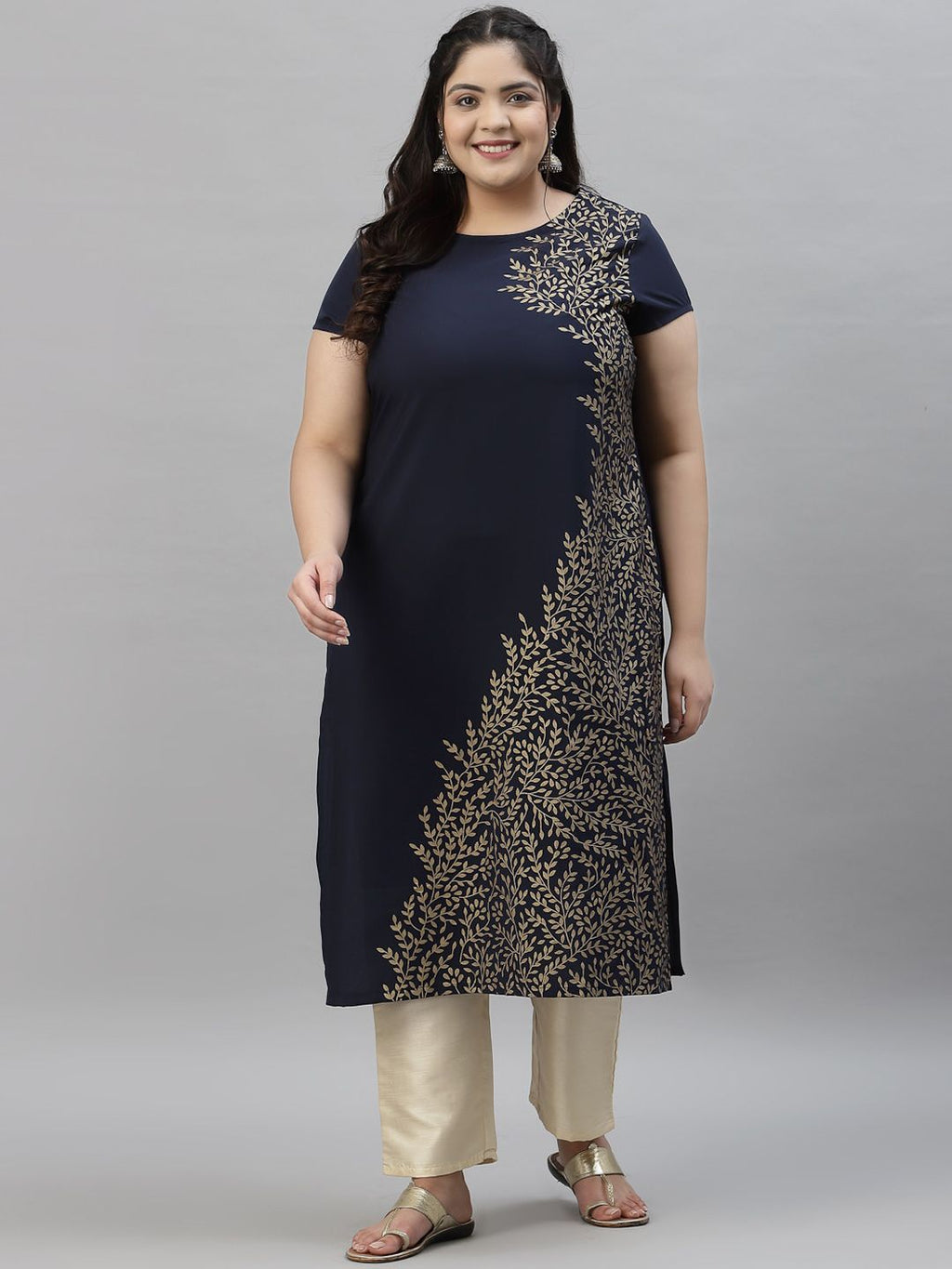 Sztori Plus Size Floral Printed Crepe Kurta | Grocsy